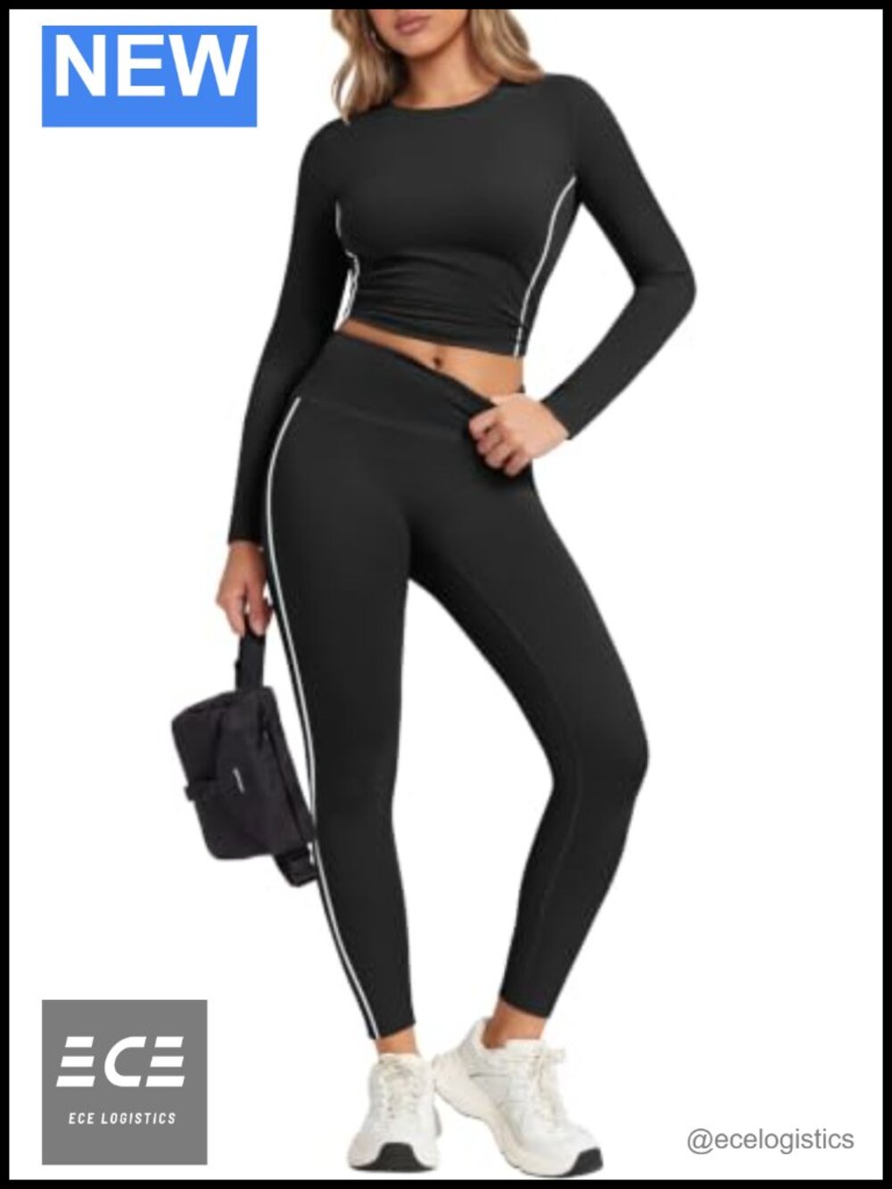 2 Piece Workout Set Long Sleeve Top Leggings with Pockets